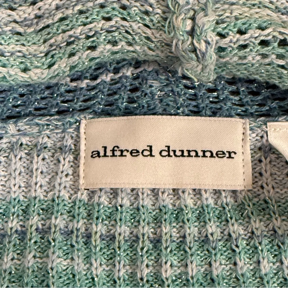 Alfred Dunner Aqua Knit Cardigan M | Open Front Layered Sweater Set Spring - Picture 5 of 8